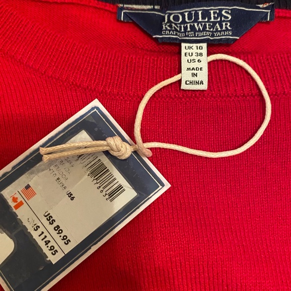 Joules Red festive dog sweater NWTS 6 - Picture 6 of 8